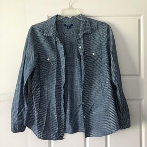 Old Navy Polka Dot Chambray Button Down Shirt